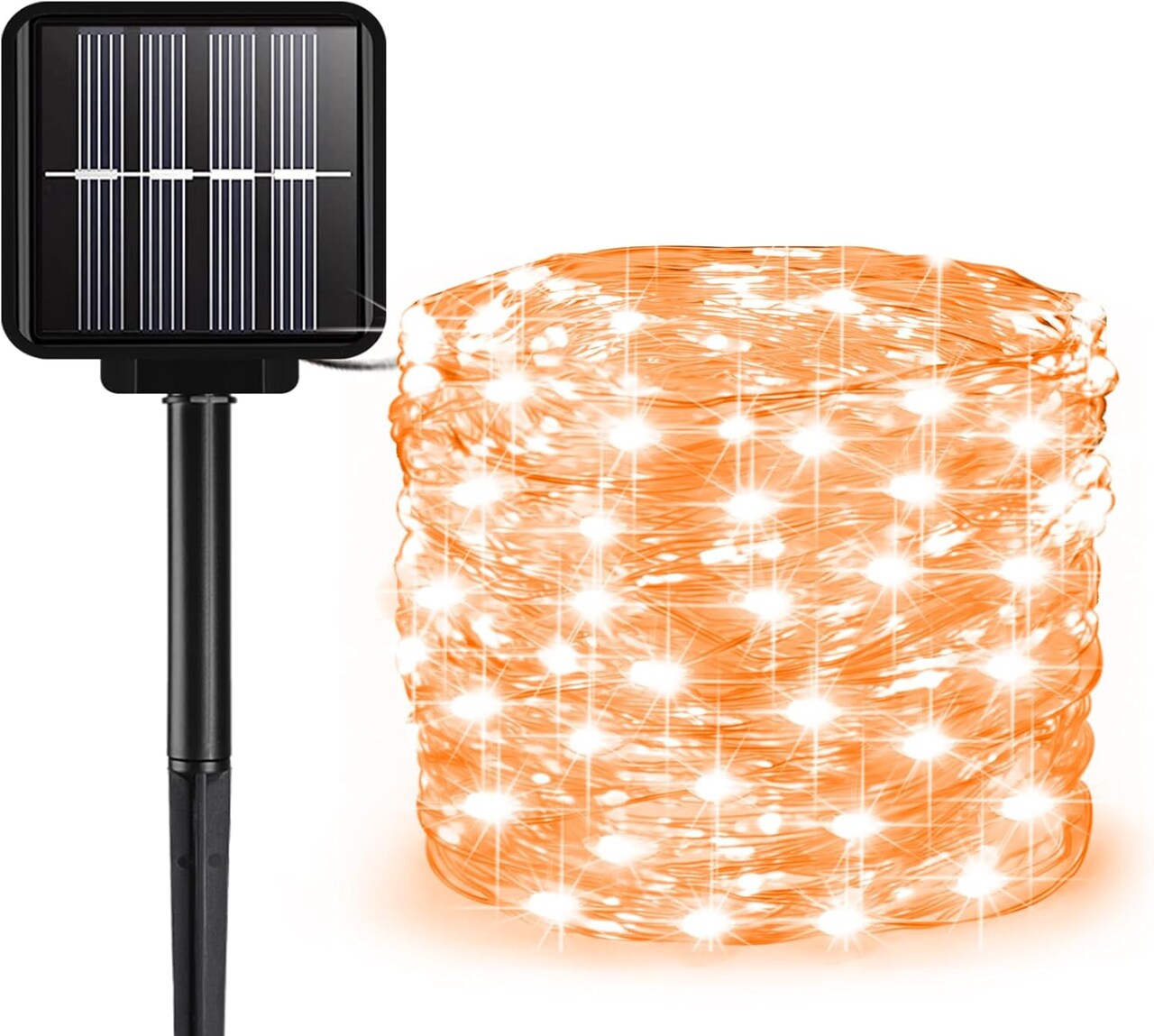 Solar String Lights Outdoor – 66 Feet, 200 LEDs, 8 Modes, Orange